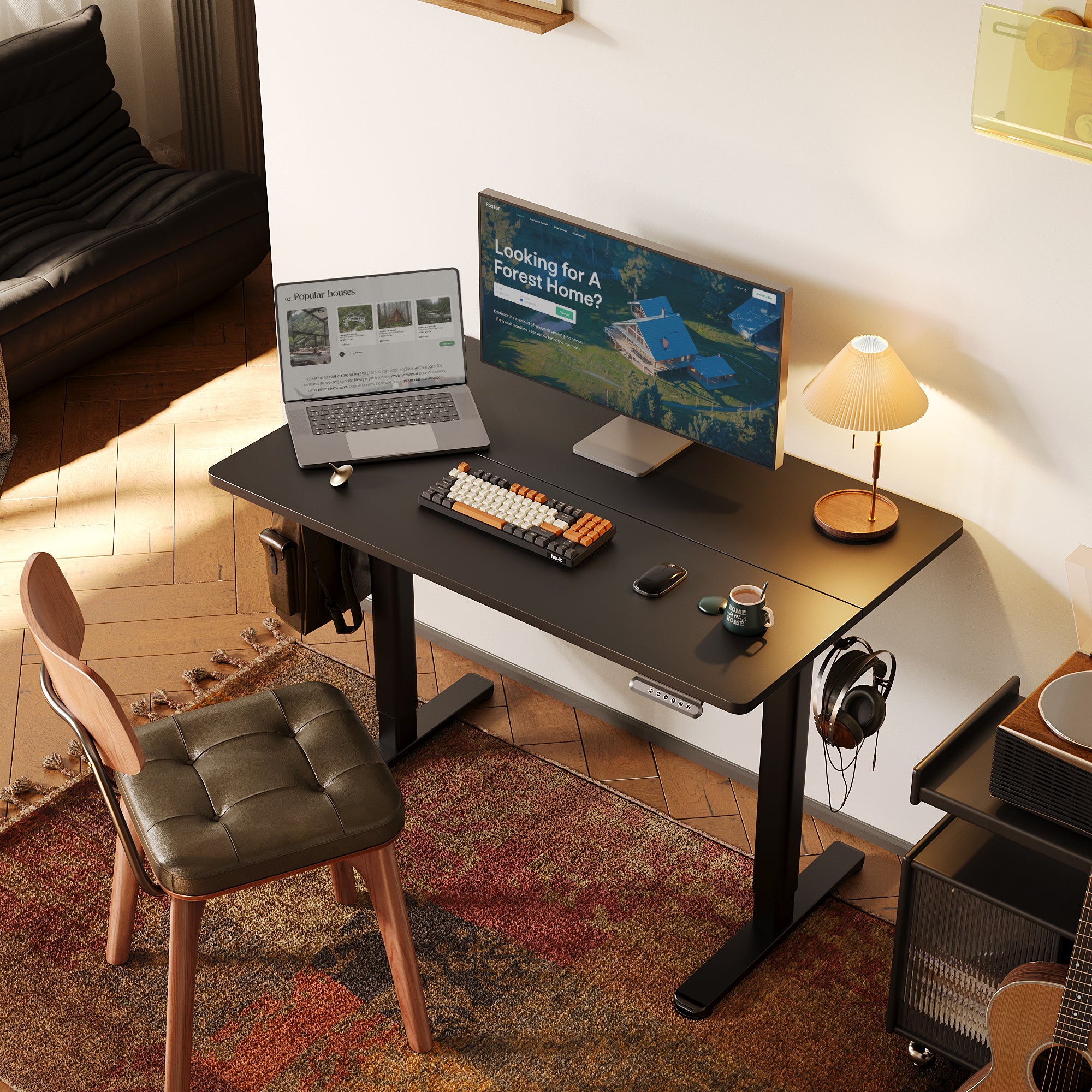 Innovar Electric Standing Desk, Adjustable Height Stand up Desks, 48 x 24 Inches Sit Stand up Desk for Home Office Computing, 3-Preset Memory Height Ergonomic Rising Desks, Black