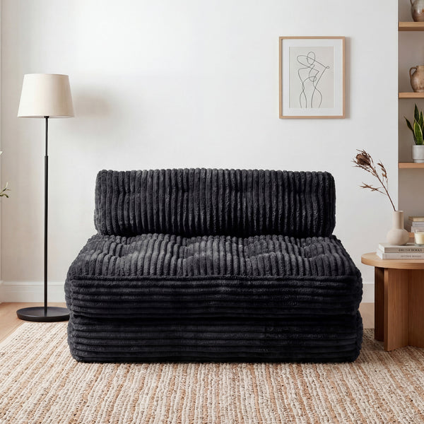 Claiks Chair Bed Single Sofa Bed with Pillow, Corduroy,  Soft corduroy fabric, ideal for guest rooms and small spaces, supportive shredded foam, folds into a comfy chair or bed