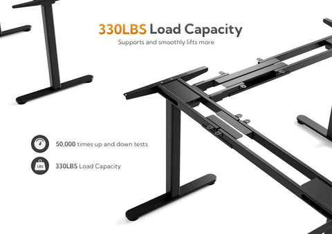 Triple Motor 63" L Shaped Standing Desk with Drawers