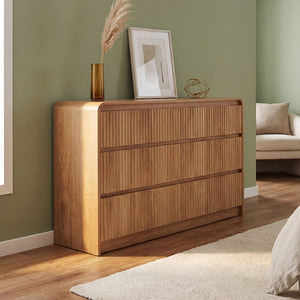Claiks Avelia Fluted Wood Dresser with Curved Anti-Collision Design