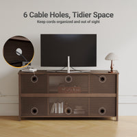Claiks Farmhouse TV Stand for TV up to 70 inch, Modern Entertainment Center with Sliding Barn Doors and Storage Cabinets, Rustic Media TV Console Table with Adjustable Shelve for Living Room, Brown