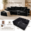 Claiks 104" Boneless Couch, Cloud Couch Sectional, L-Shape Corduroy Modular Sectional Sofa Deep Seat, Upholstered Couches for Living Room, No Assembly Required