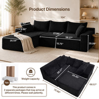 Claiks 104" Boneless Couch, Cloud Couch Sectional, L-Shape Corduroy Modular Sectional Sofa Deep Seat, Upholstered Couches for Living Room, No Assembly Required