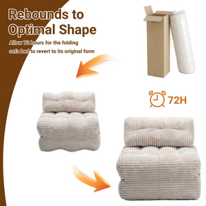 Claiks Chair Bed Single Sofa Bed with Pillow, Corduroy,  Soft corduroy fabric, ideal for guest rooms and small spaces, supportive shredded foam, folds into a comfy chair or bed