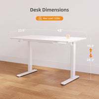 Glass Standing Desk with Drawers, 48×24 Inch Electric Adjustable Height Stand Up Desk Quick Install Computer Desk, White