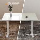 Glass Standing Desk with Drawers, 48×24 Inch Electric Adjustable Height Stand Up Desk Quick Install Computer Desk, White
