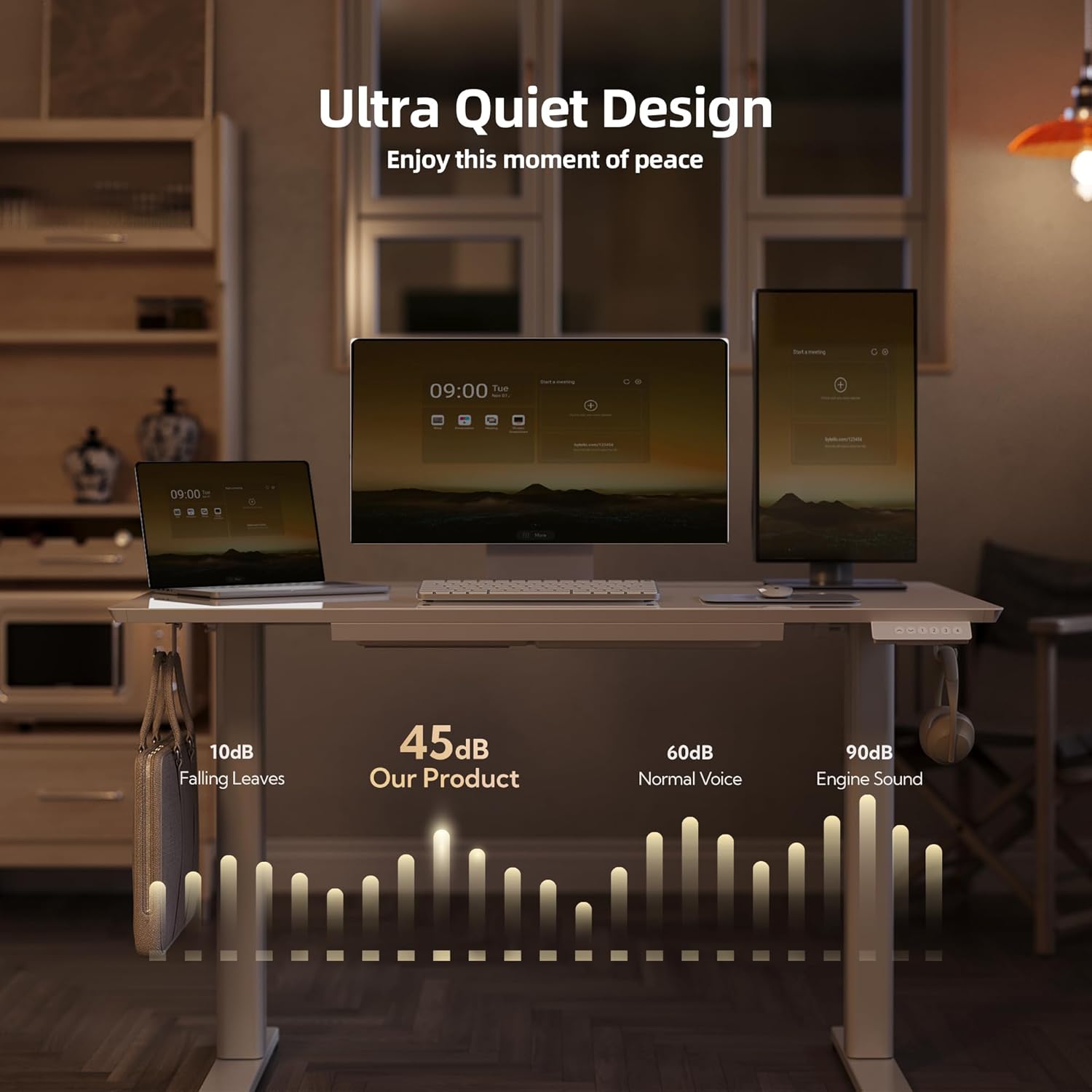 Glass Standing Desk with Drawers, 48×24 Inch Electric Adjustable Height Stand Up Desk Quick Install Computer Desk, White