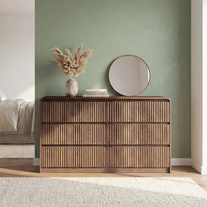 Claiks Avelia Fluted Wood Dresser with Curved Anti-Collision Design