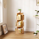 60° Spinning Bookcase Tower, Space-Saving Vertical Book Storage Organizer with Sturdy Construction for Home & Office, Nature