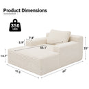 Claiks 63" Chaise Lounge Chair, Cloud Boneless Sofa, Beige | Oversized corduroy deep seat sleeper chair. reading chair. No assembly. Ideal for living room, bedroom, or apartment