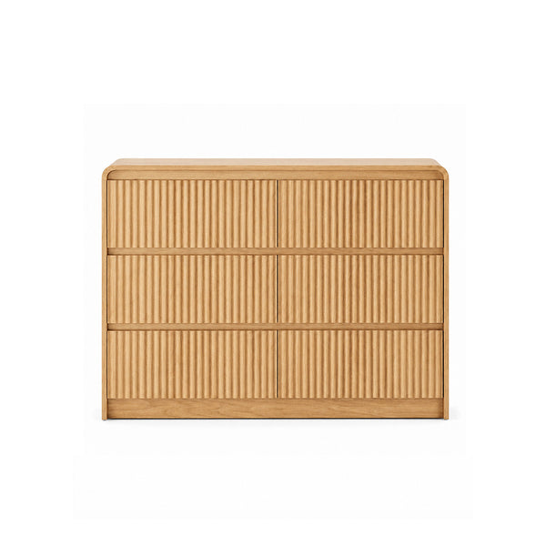 Claiks Avelia Fluted Wood Dresser with Curved Anti-Collision Design
