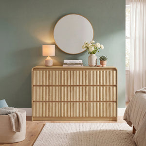 Claiks Avelia Fluted Wood Dresser with Curved Anti-Collision Design