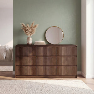 Claiks Avelia Fluted Wood Dresser with Curved Anti-Collision Design
