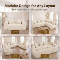 Claiks Pebble Boneless Couch, 71" Loveseat Modular Sectional Sofa, Deep Seat Couches for Living Room, Soft Knitted Fabric for Apartment Bedroom, No Assembly Required, Beige