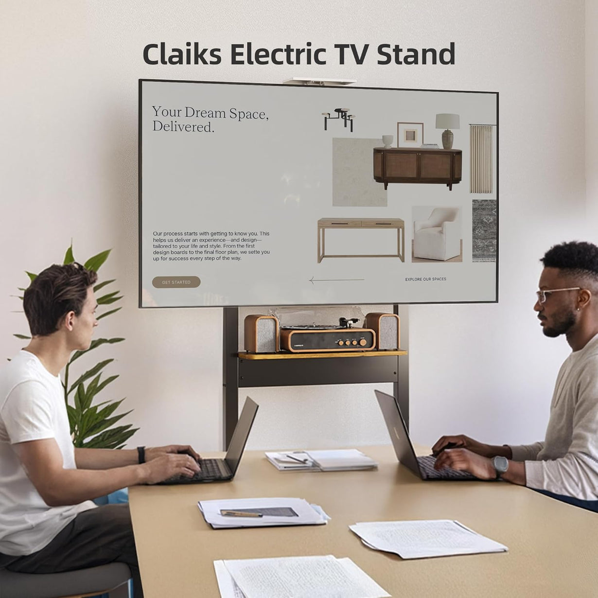 Universal TV Stand for 37-86 inch TVs, Movable TV Floor Stand with Mount, Height Adjustable Television Stands with Remote Control & Storage Shelf