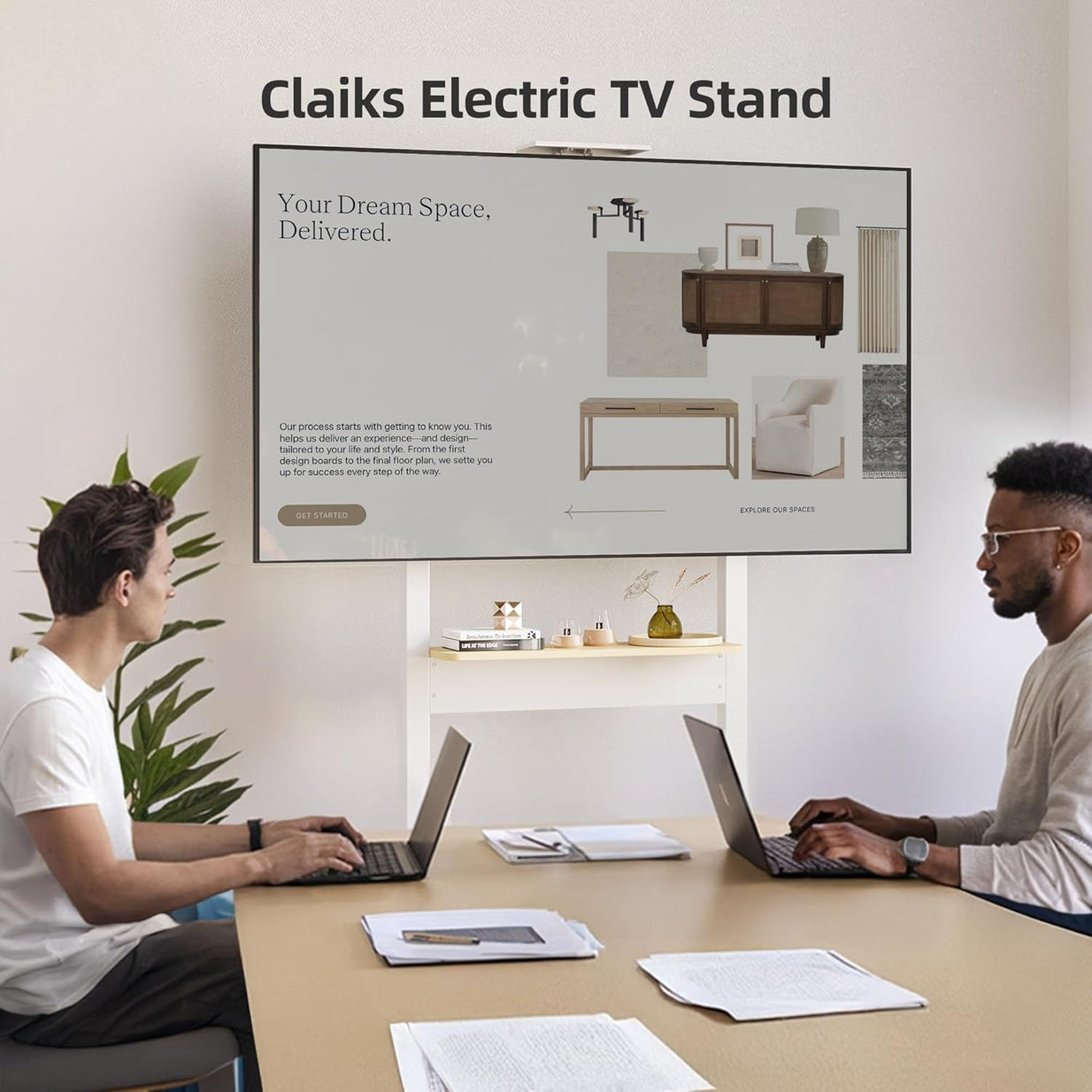 Universal TV Stand for 37-86 inch TVs, Movable TV Floor Stand with Mount, Height Adjustable Television Stands with Remote Control & Storage Shelf