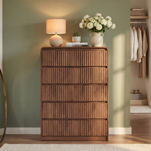 Claiks Avelia Fluted Wood Dresser with Curved Anti-Collision Design