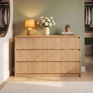 Claiks Avelia Fluted Wood Dresser with Curved Anti-Collision Design