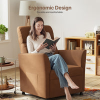 Claiks Power Recliner Chair for Adults, Adjustable Reclining Chair, Comfortable Recliner Couch with Side Pockets&Wire Remote Control, for Living Room, Home Theater, Bedroom, Linen Fabric