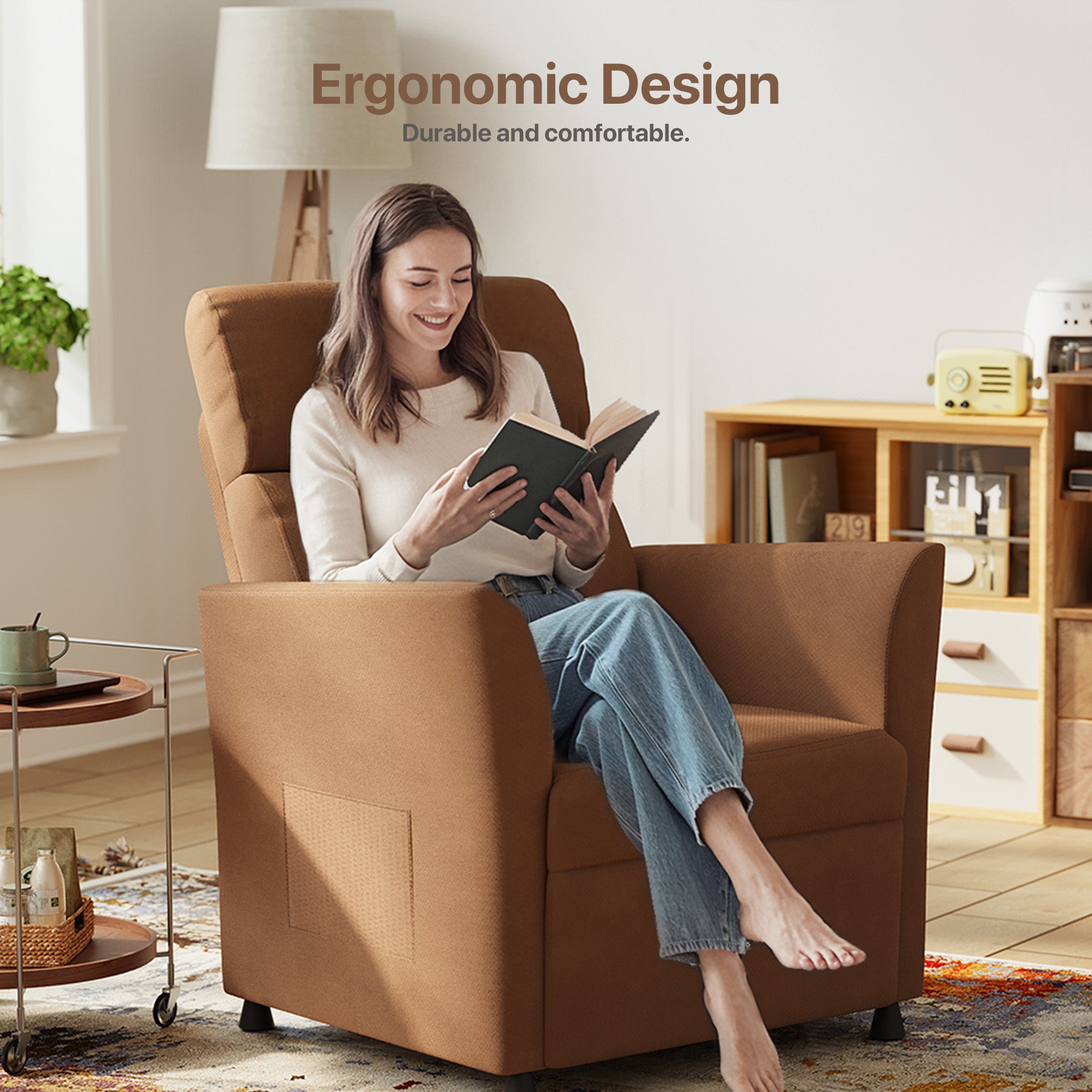 Claiks Power Recliner Chair for Adults, Adjustable Reclining Chair, Comfortable Recliner Couch with Side Pockets&Wire Remote Control, for Living Room, Home Theater, Bedroom, Linen Fabric