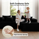 Claiks Boneless Couch, Cloud Couch Sectional, L-Shape Corduroy Modular Sectional Sofa Deep Seat, Upholstered Couches for Living Room, No Assembly Required, Black, Right Facing Chaise
