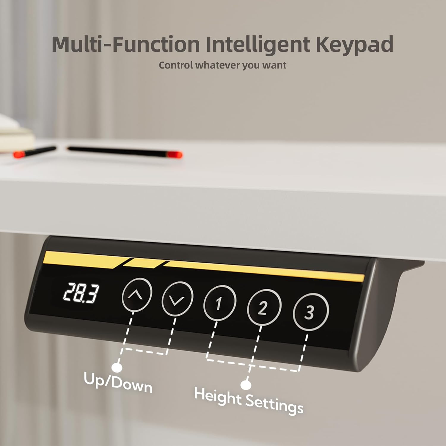 Electric Standing Desk Adjustable Height with Spacious Storage Bag, 48x24 Inch Stand Up Desk with Headphone Hook, Sit Stand Desk for Home Office Computer Workstation, White