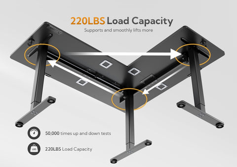 Black 63-Inch L Shaped Corner Height Adjustable Standing Desk-E3-HM