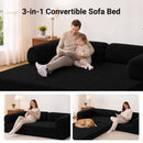 Claiks 75" Convertible Sofa Bed, Corduroy Futon Couch Pull Out Bed, No Assembly Boneless Couches for Living Room Bedroom Apartment, Black