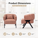 Claiks Accent Chair, Mid-Century Modern Upholstered Striped Armchair, Red | Arc backrest, 9in sponge. Solid wood V-legs hold 300lb. Striped armchair for living room, bedroom, reading nook. Ergonomic.