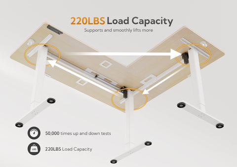 Natural 63-Inch L Shaped Corner Height Adjustable Standing Desk-E3-QW