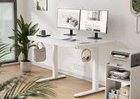 White Glass Usb Port Electric Adjustable Standing Desk With Drawer-BJ4-CB