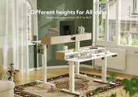 White Adjustable Height Electric Standing Desk with Storage Shelves and Splice Board-Q5-BM