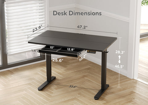Claiks Standing Desk with Drawers, Black