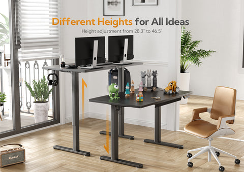 Black Electric Adjustable Height Standing Desk with Drawers-JX7-HM