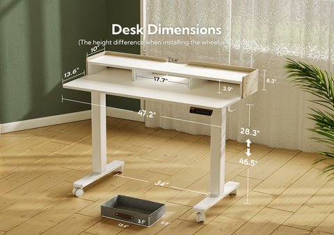 Electric Adjustable Standing Desk with Drawers Storage Shelf and Splice Board-Q7-BM