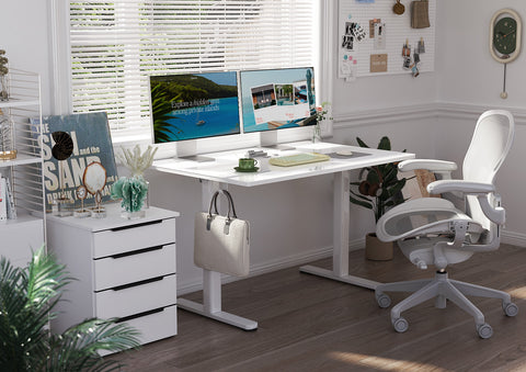 Super White Electric Adjustable Height Home Office Standing Desk-B3-CB