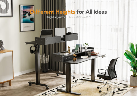 Standing Desk with Drawers,Black