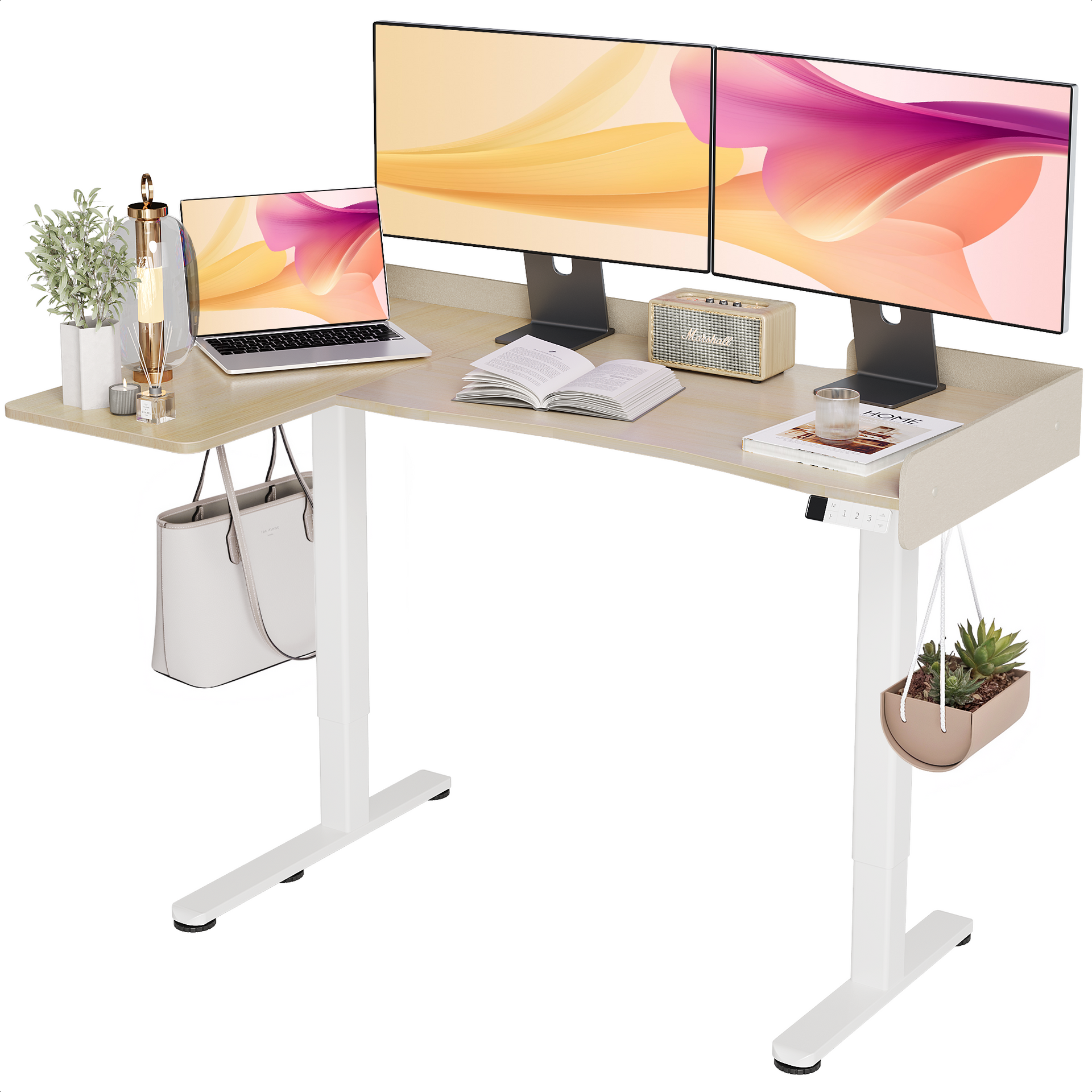 Claiks 昇降デスク L字 電動 パソコンデスク 幅140CM＊奥行き95CM