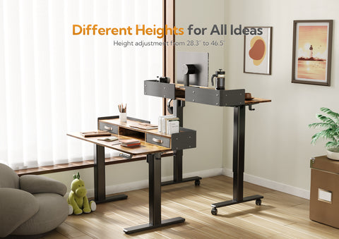 Standing Desk with Drawers, Rustic Brown
