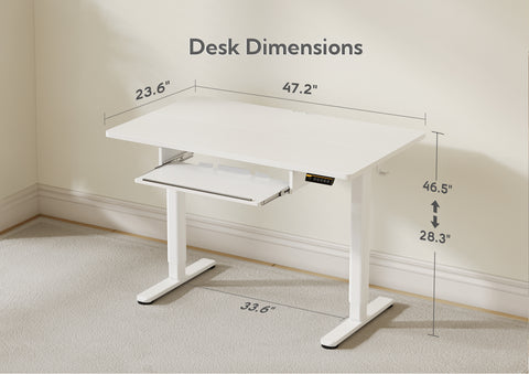 Standing Desk with Keyboard Tray, White