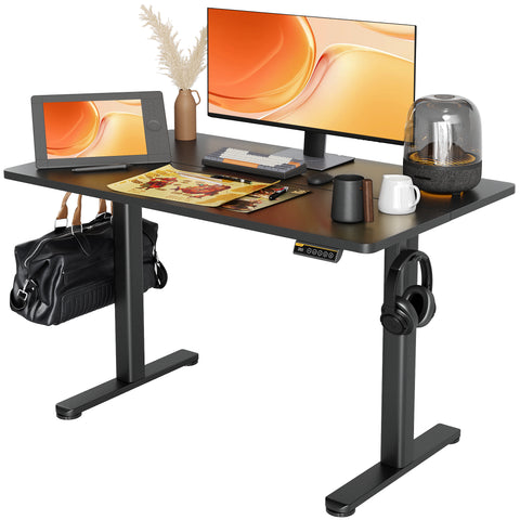 Electric Standing Desk, Black Frame/Black Top