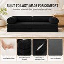 Claiks 75" Convertible Sofa Bed, Corduroy Futon Couch Pull Out Bed, No Assembly Boneless Couches for Living Room Bedroom Apartment, Black