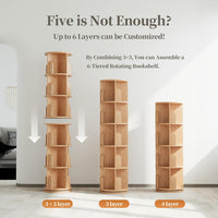 60° Spinning Bookcase Tower, Space-Saving Vertical Book Storage Organizer with Sturdy Construction for Home & Office, Nature