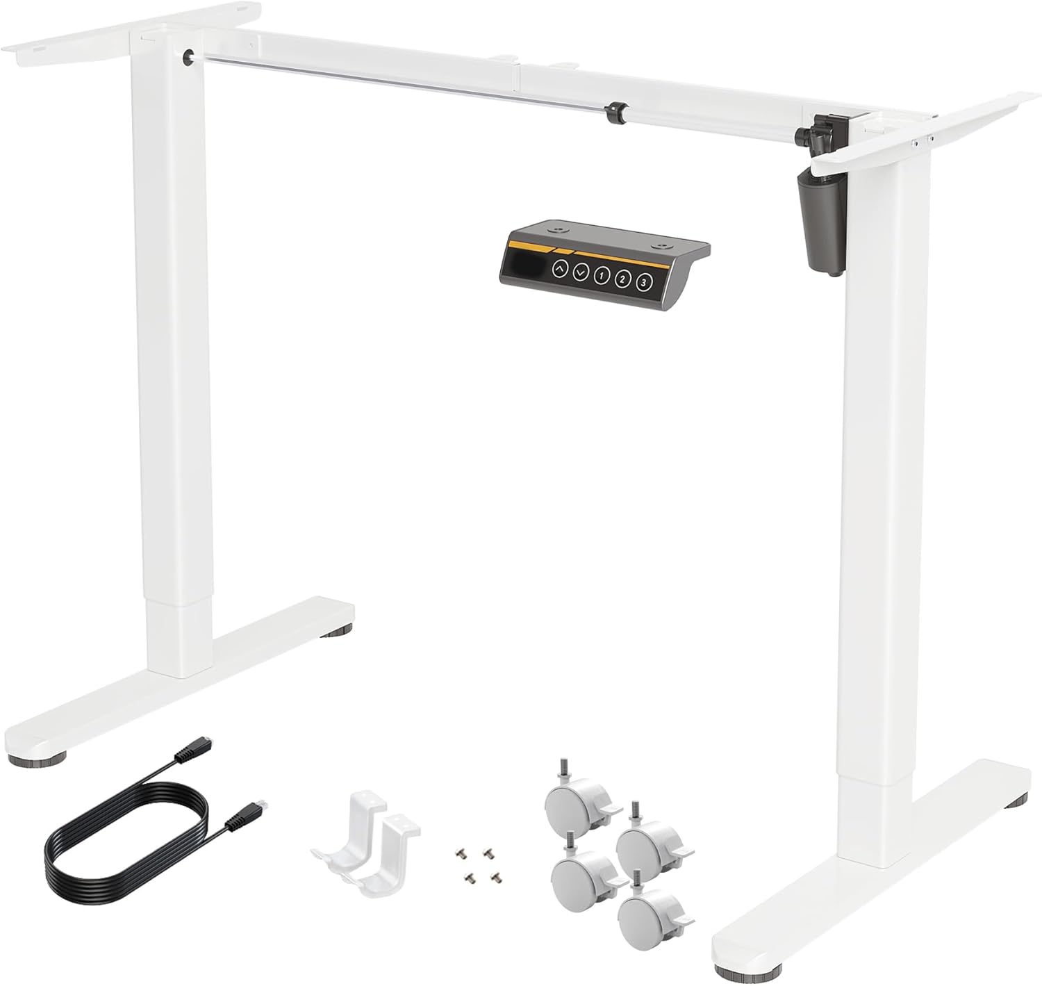 Standing Desk Frame, Electric Stand Up Desk Frame Workstation Up to 63",T-Shaped Adjustable Standing Computer Desk for Home and Office, (White Frame only)