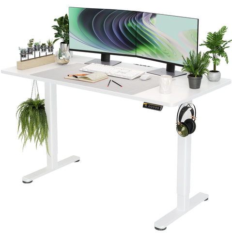 Electric Standing Desk, White Frame/White Top