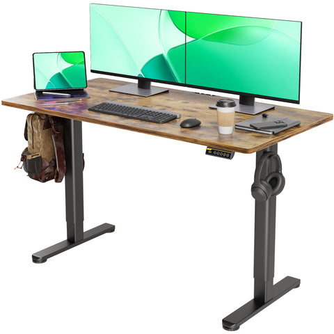 Electric Standing Desk,Black Frame/Rustic Brown Top