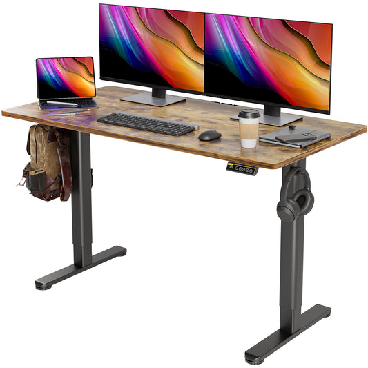 Rustic Brown Electric  Adjustable Height Standing Desk-CL01-FG