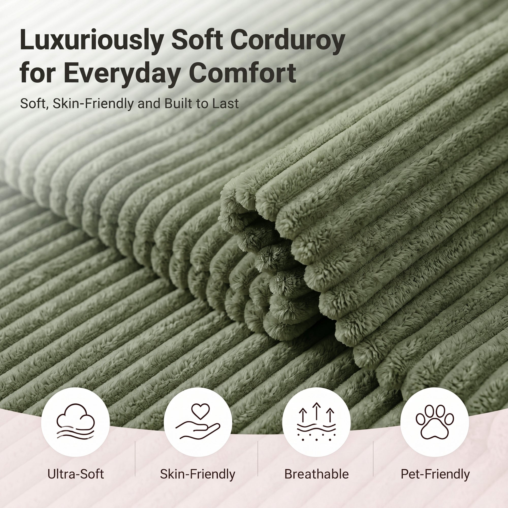 Claiks 118" Sectional Sleeper Sofa with Pull Out Bed U Shaped 7 Seat Sectional Couches for Living Room with Hidden Storage Skin Friendly Breathable Corduroy Fabric Sofa Bed for Apartment Office, Green