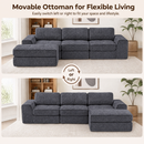 Claiks Boneless Cloud Couch Sectional Sofa, L Shaped Couch, Dark Grey | 123" oversized , wide arm, 3 Seater with Ottoman Modular Sofa, deep seat, Couches for living room, home sofa