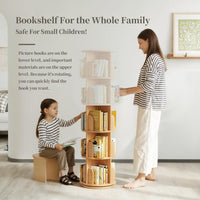 60° Spinning Bookcase Tower, Space-Saving Vertical Book Storage Organizer with Sturdy Construction for Home & Office, Nature